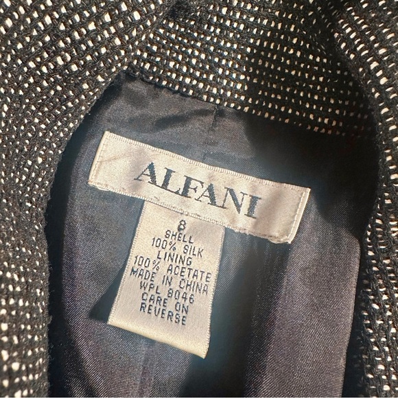 Alfani Black & White 100% Silk Tweed Button-Up Professional Work Blazer Size 8 - Picture 2 of 15